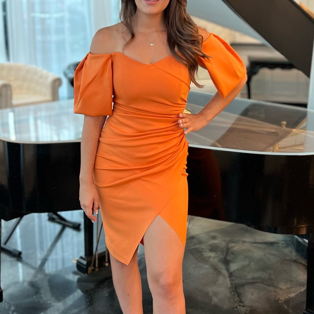 ASOS Off the shoulder orange dress